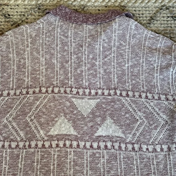 Vintage 70s Textured Weave Damon Men's Burgundy & White Yarn Knit Polo Shirt - Picture 7 of 7